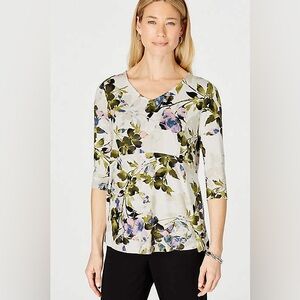 J.Jill Wearever Collection Floral Women’s Peplum Shirt Size Large